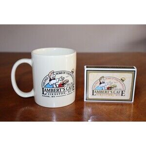 Vintage Lambert's Cafe The Only Home Of Throwed Rolls Coffee Cup Mug + Bonus